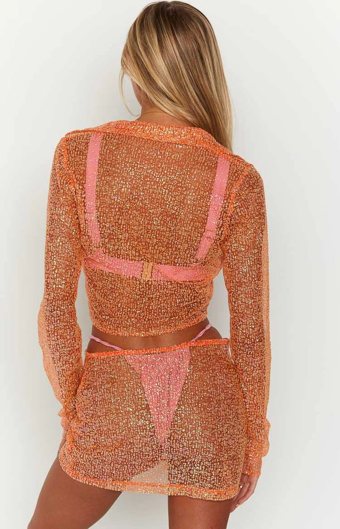 BB Exclusive Charmaine Orange Glitter Shirt New 6 BB Exclusive Charmaine Orange Glitter Shirt New