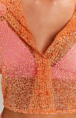 BB Exclusive Charmaine Orange Glitter Shirt New 16 BB Exclusive Charmaine Orange Glitter Shirt New