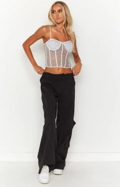 BB Exclusive Charmaine Silver Sparkle Corset Top New