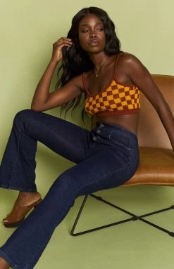 Beginning Boutique Checkers Cropped Cami Multi Tops