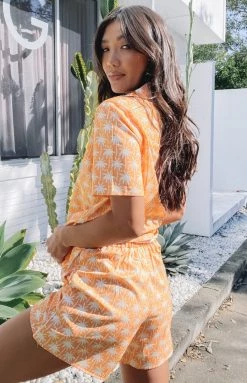 Beginning Boutique Chillax Palm Print Set Orange