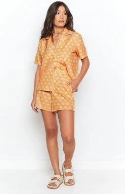 Beginning Boutique Chillax Palm Print Set Orange
