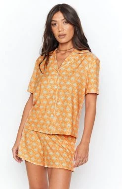 Beginning Boutique Chillax Palm Print Set Orange