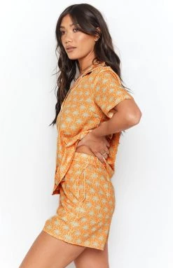 Beginning Boutique Chillax Palm Print Set Orange