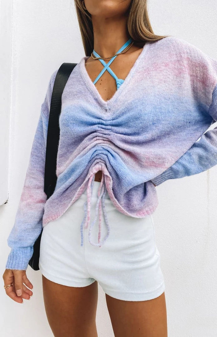 Beginning Boutique Chilled Out Ruched Sweater Purple 1 Beginning Boutique Chilled Out Ruched Sweater Purple