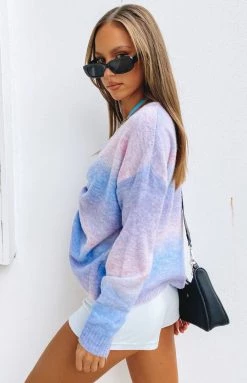 Beginning Boutique Chilled Out Ruched Sweater Purple