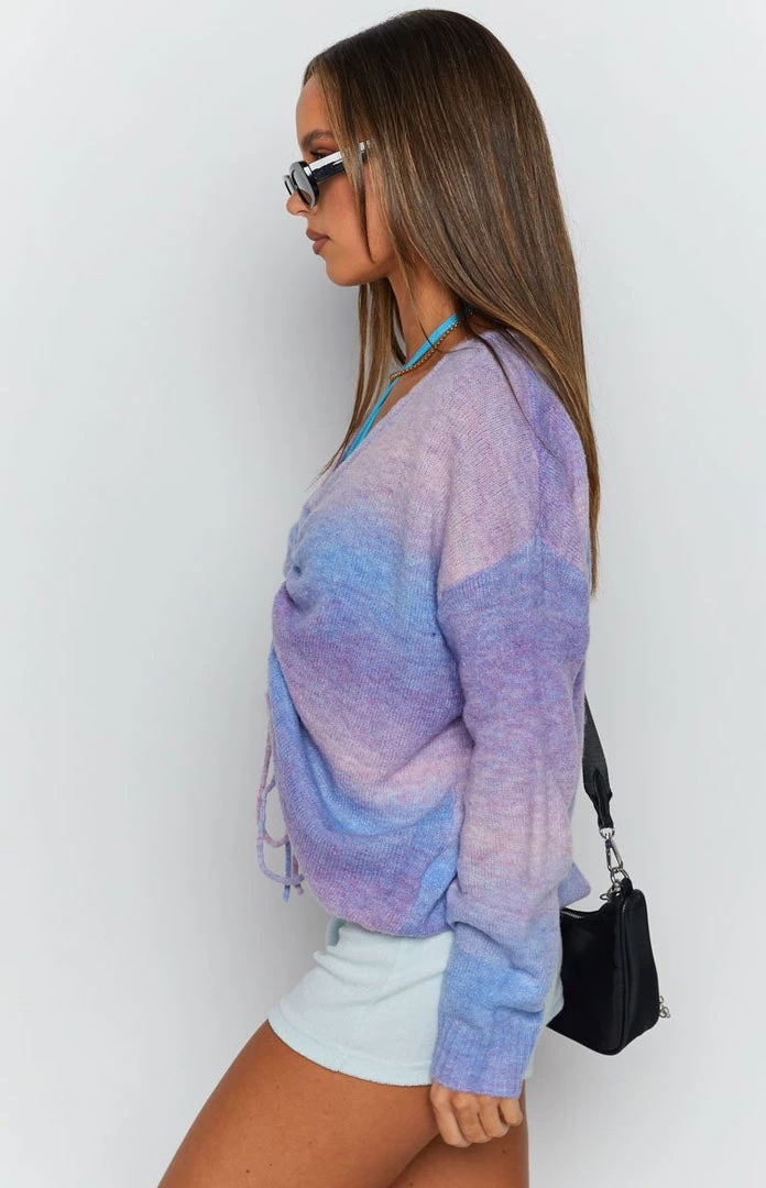 Beginning Boutique Chilled Out Ruched Sweater Purple 6 Beginning Boutique Chilled Out Ruched Sweater Purple