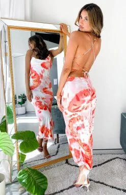 Beginning Boutique Dresses Chryssa Orange Midi Dress