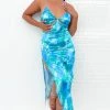 BB Exclusive Ciara Blue Maxi Satin Dress Dresses