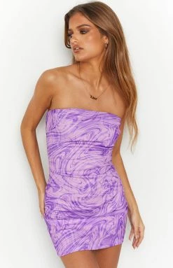BB Exclusive Dresses Ciarah Purple Mesh Mini Dress