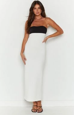 BB Exclusive Cierra Strapless White Midi Dress