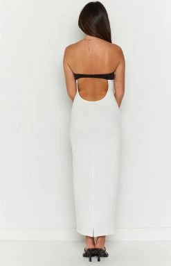 BB Exclusive Cierra Strapless White Midi Dress