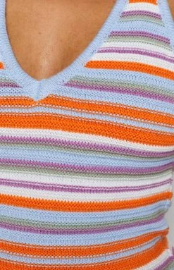 Beginning Boutique Dresses Clara Multi Stripe Halter Dress