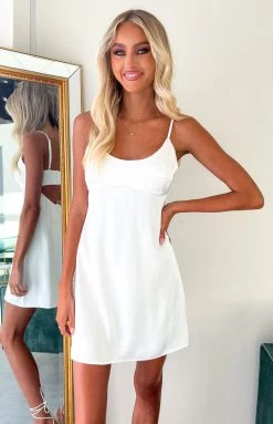 BB Exclusive Clary White Satin Mini Dress