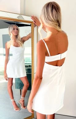 BB Exclusive Clary White Satin Mini Dress 13 BB Exclusive Clary White Satin Mini Dress