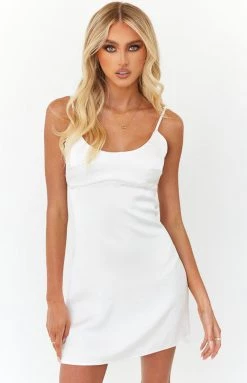 BB Exclusive Clary White Satin Mini Dress