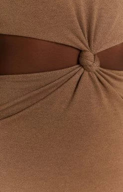 Beginning Boutique Claudia Halter Knit Midi Dress Brown Dresses