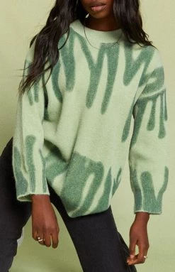 Beginning Boutique Clemence Oversized Knitted Sweater Green Outerwear