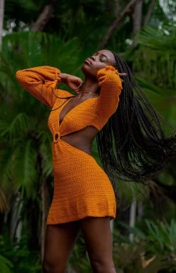 BB Exclusive Cleo Crochet Dress Mustard
