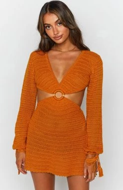 BB Exclusive Cleo Crochet Dress Mustard
