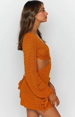 BB Exclusive Cleo Crochet Dress Mustard