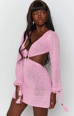 BB Exclusive New 9.0 Swim Cleo Crochet Dress Pink