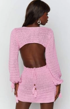 BB Exclusive New 9.0 Swim Cleo Crochet Dress Pink