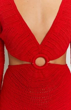 BB Exclusive New Cleo Red Crochet Mini Dress