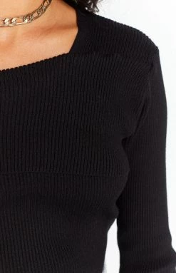 Beginning Boutique Colsten Black Knit Sweater