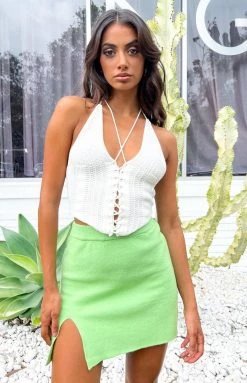 Beginning Boutique Bottoms Connie Green Knit Mini Skirt