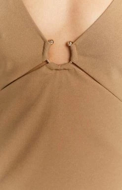 Beginning Boutique Dresses Conquer Latte Midi Dress