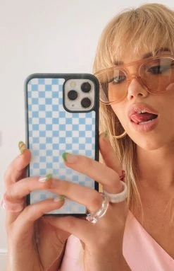 Beginning Boutique Conquer IPhone 11 Pro Case Checkered Blue