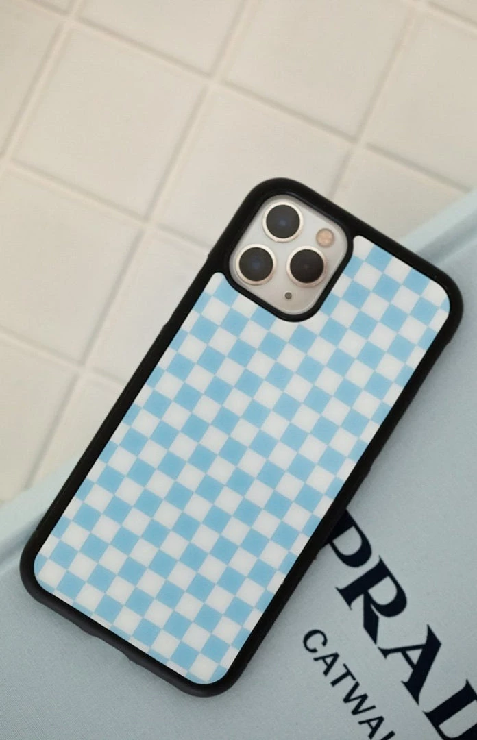 Beginning Boutique Conquer IPhone 12 Pro Max Case Checkered Blue Sale 2 Beginning Boutique Conquer IPhone 12 Pro Max Case Checkered Blue Sale