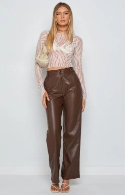 BB Exclusive Cool Shade PU Pants Brown Bottoms 20 BB Exclusive Cool Shade PU Pants Brown Bottoms
