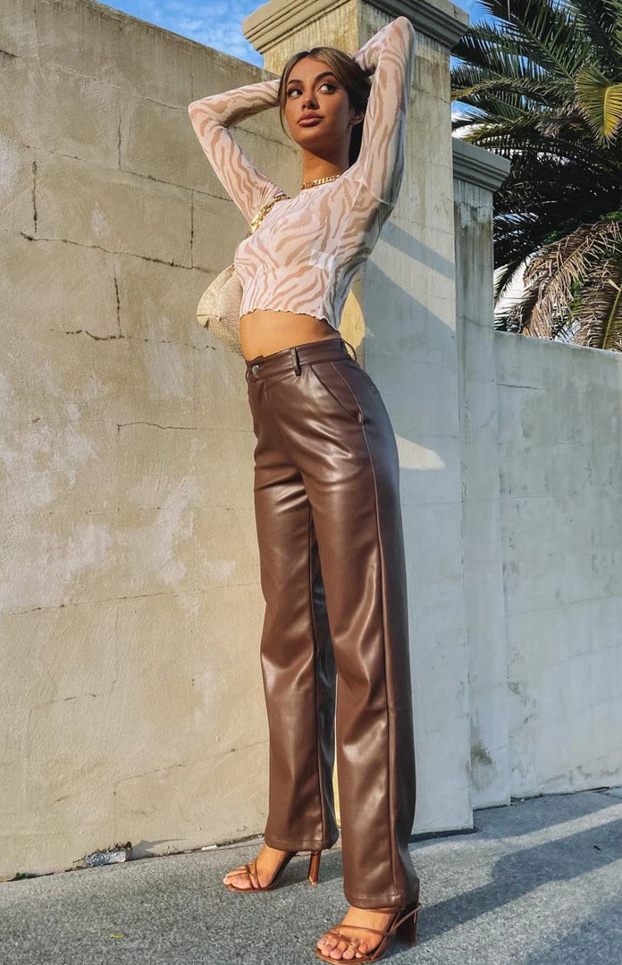 BB Exclusive Cool Shade PU Pants Brown Bottoms 5 BB Exclusive Cool Shade PU Pants Brown Bottoms