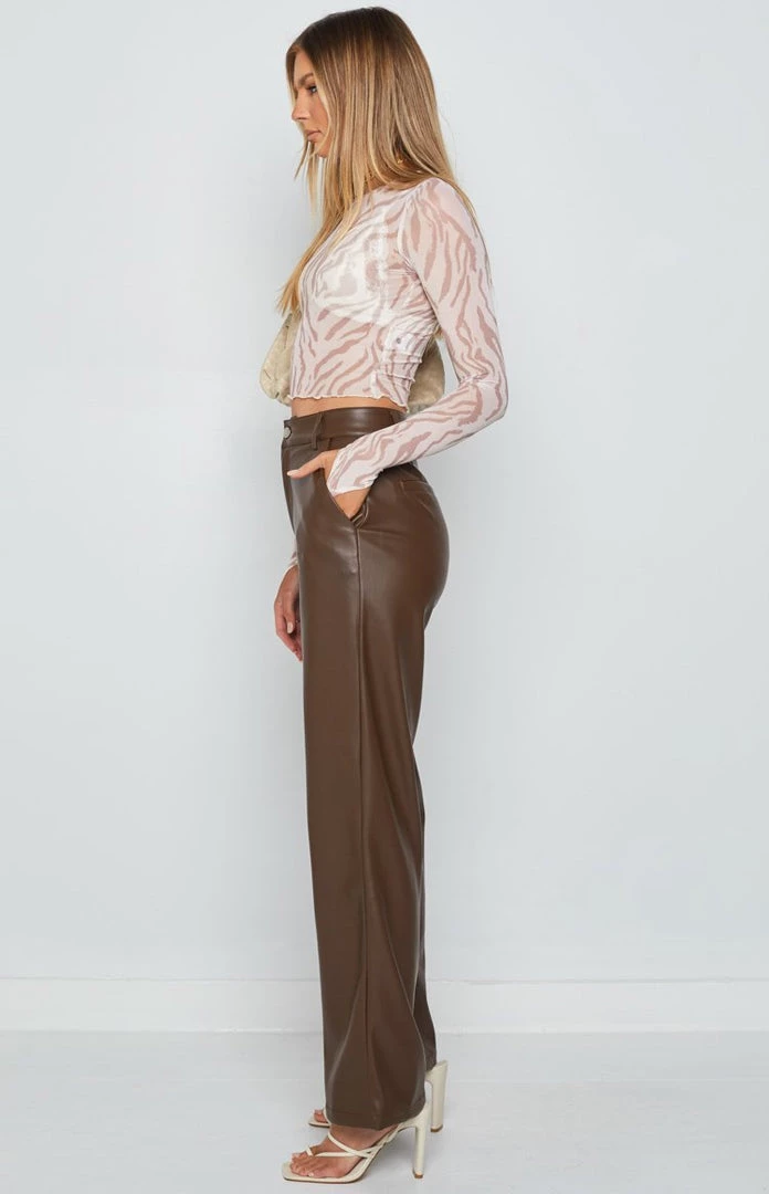 BB Exclusive Cool Shade PU Pants Brown Bottoms 10 BB Exclusive Cool Shade PU Pants Brown Bottoms