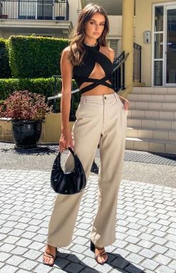 BB Exclusive Cool Shade PU Pants Cream Bottoms