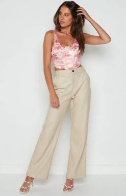 BB Exclusive Cool Shade PU Pants Cream Bottoms