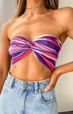 Beginning Boutique Cool Toned Halter Top Purple Tops