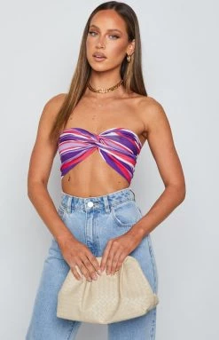 Beginning Boutique Cool Toned Halter Top Purple Tops
