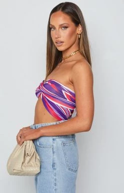 Beginning Boutique Cool Toned Halter Top Purple Tops