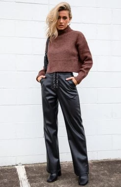 Beginning Boutique Corby Chocolate Crop Sweater