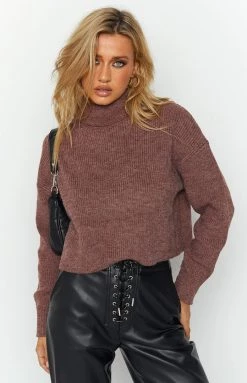 Beginning Boutique Corby Chocolate Crop Sweater