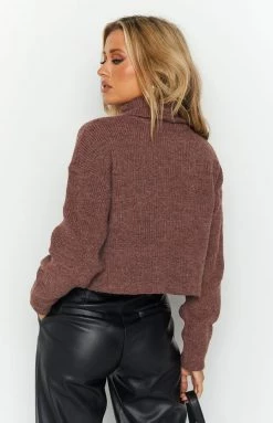 Beginning Boutique Corby Chocolate Crop Sweater