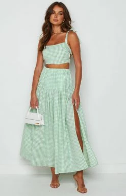 BB Exclusive Bottoms Cosmos Maxi Skirt Green Gingham