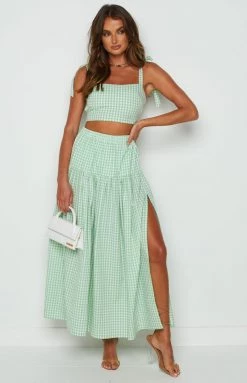 BB Exclusive Bottoms Cosmos Maxi Skirt Green Gingham