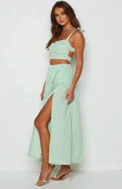 BB Exclusive Bottoms Cosmos Maxi Skirt Green Gingham