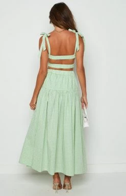 BB Exclusive Bottoms Cosmos Maxi Skirt Green Gingham