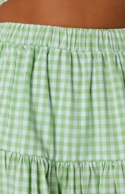 BB Exclusive Bottoms Cosmos Maxi Skirt Green Gingham