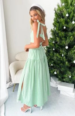 BB Exclusive Bottoms Cosmos Maxi Skirt Green Gingham